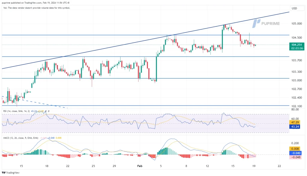 dollar index price chart 19 February 2024